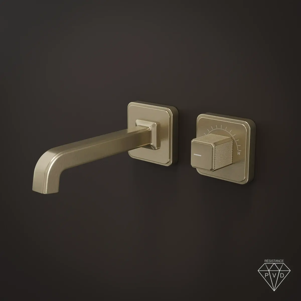 Mitigeur de lavabo encastré Star finition Champagne avec manette cannelée
