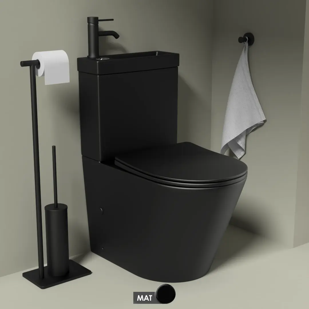 WC à poser Intégral 2 finition Noir mat avec lave-mains intégré et abattant SoftClose.