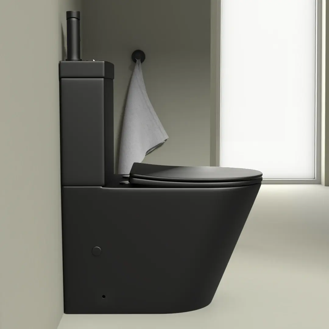  Wc au sol avec lave main intégré et vidage, Noir mat,  Intégral 2