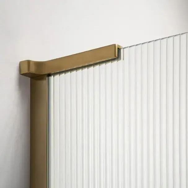 Pare bain fixe 80 cm, verre cannelé, profilé doré brossé, Nauta