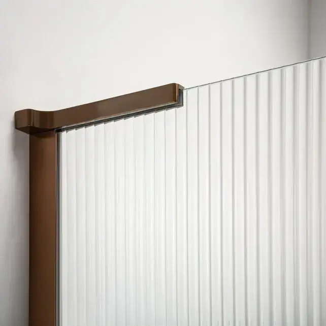 Pare bain fixe 80 cm, verre cannelé, profilé doré rose brossé, Nauta