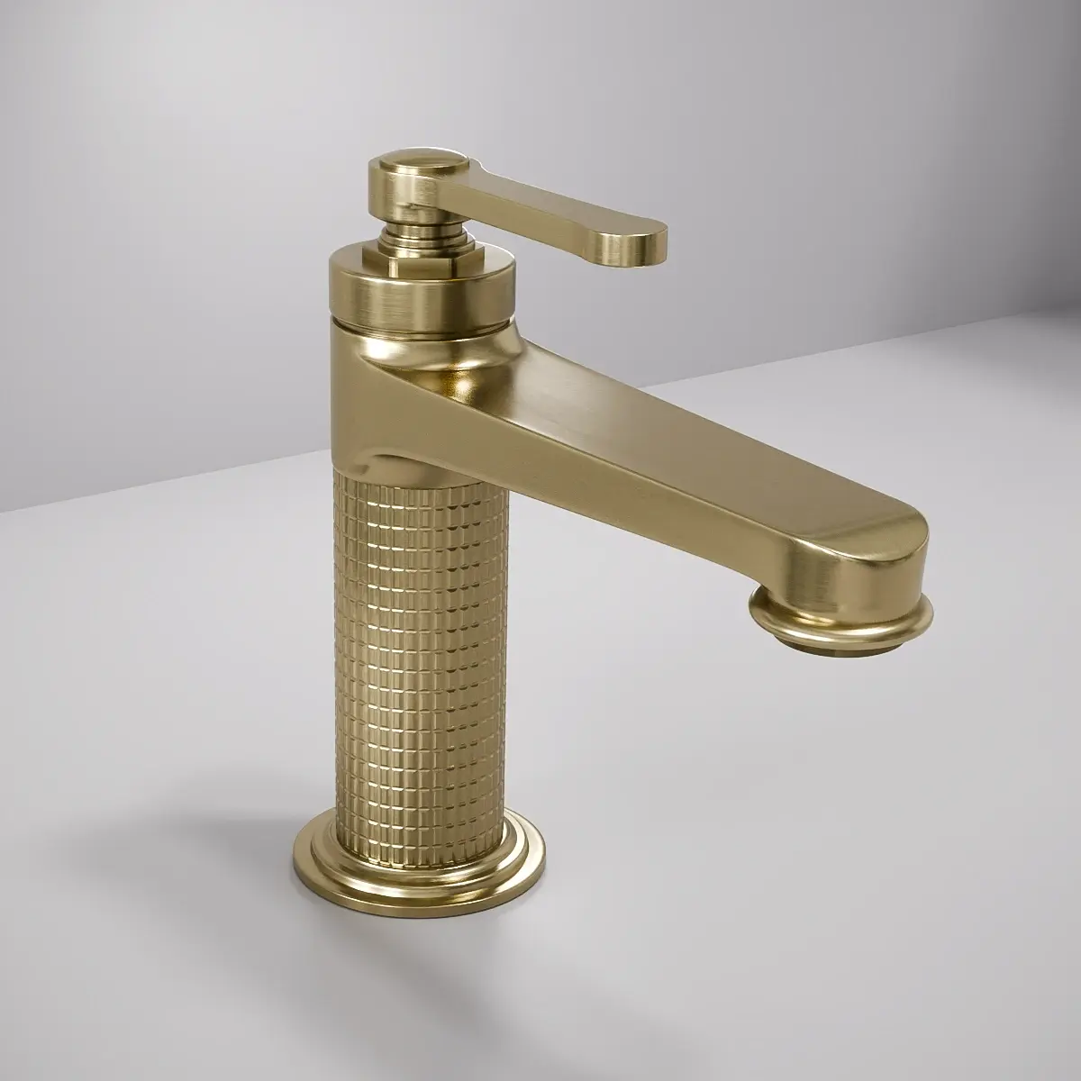 Mitigeur lavabo cannelé, Doré brossé, César  