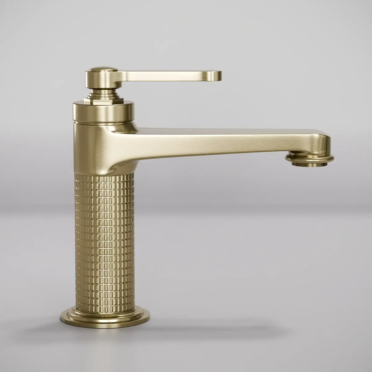 Mitigeur lavabo cannelé, Doré brossé, César  