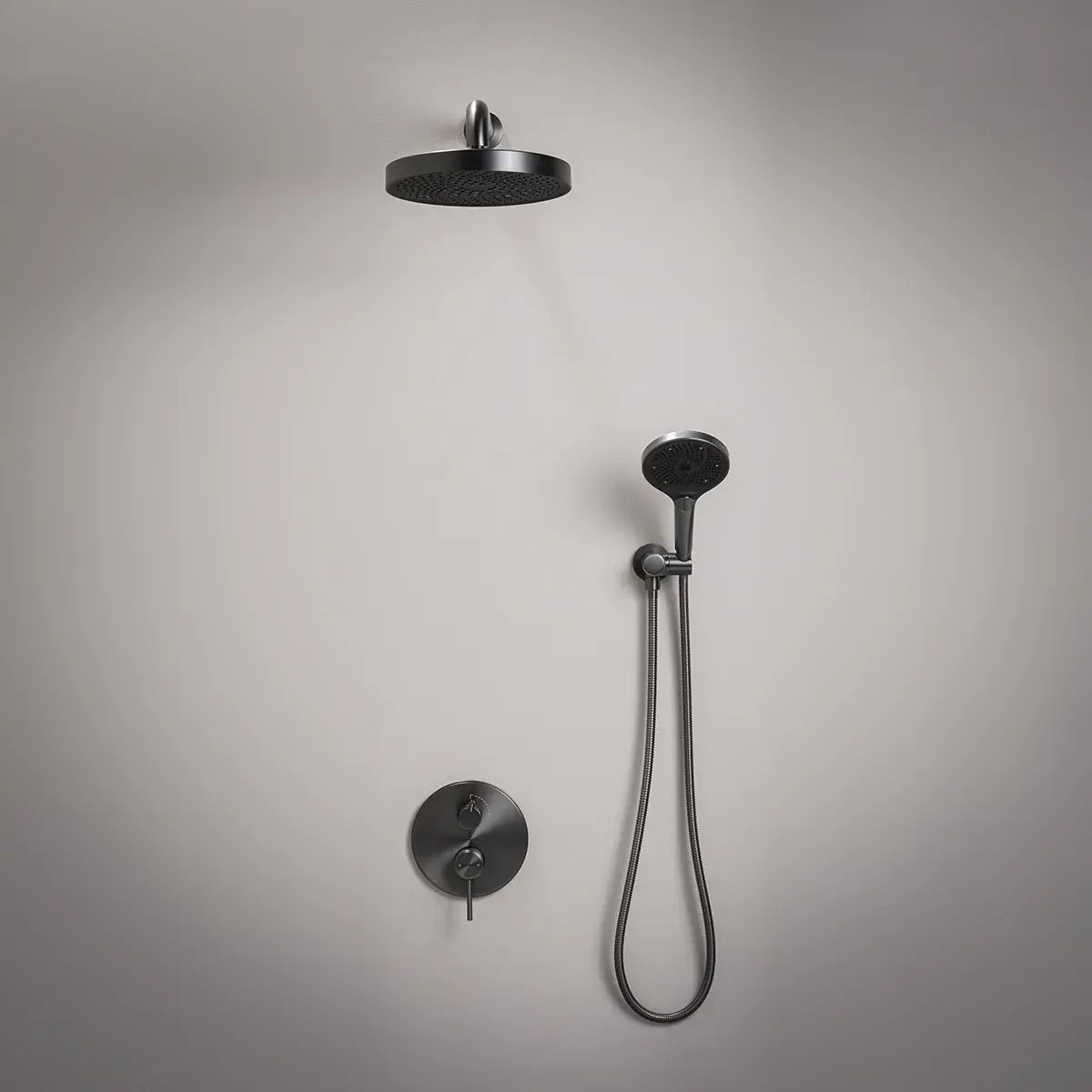Mitigeur de douche encastré Bruma gun métal finition noire satinée