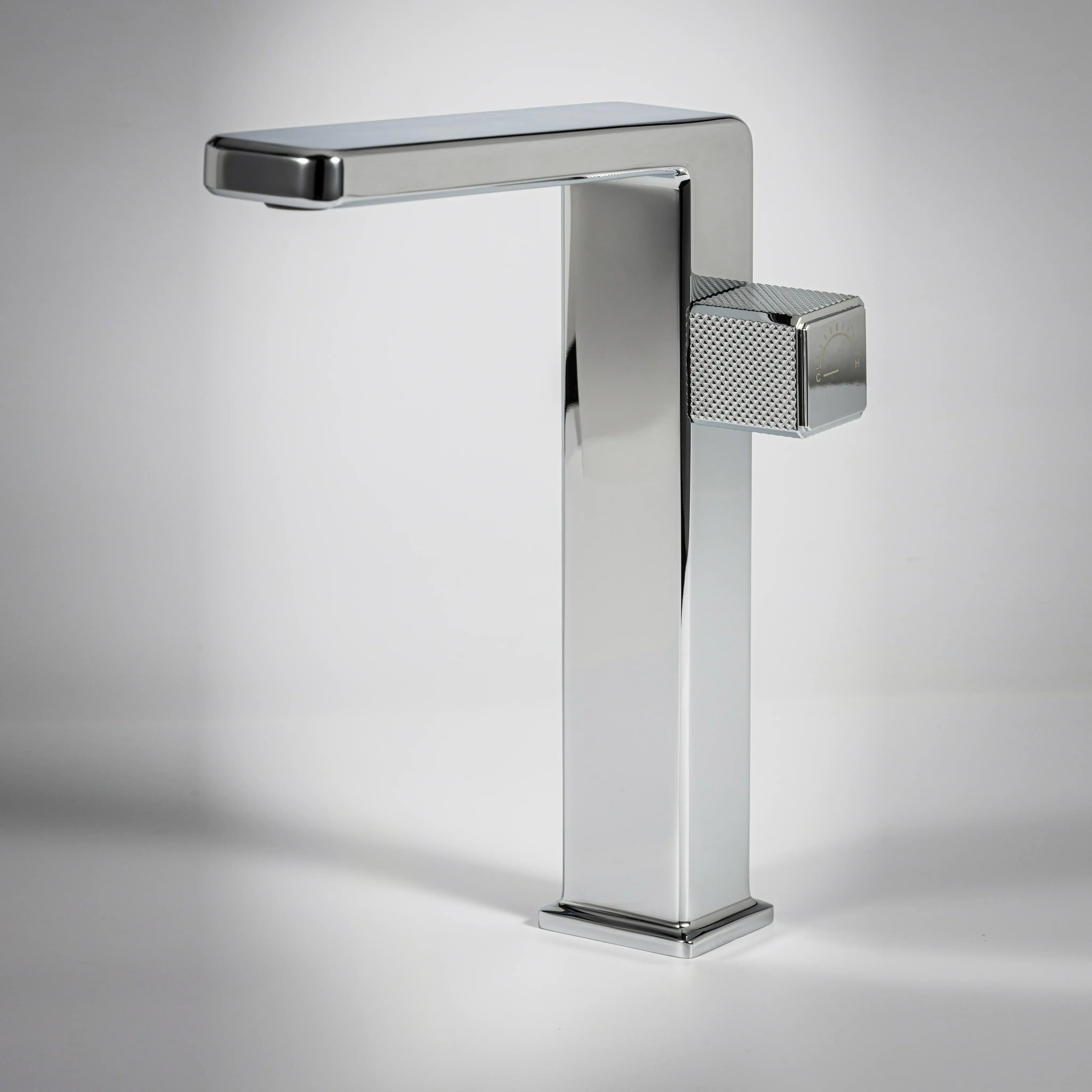Mitigeur de lavabo manette cannelé, Surélevé, Chromé, Star 