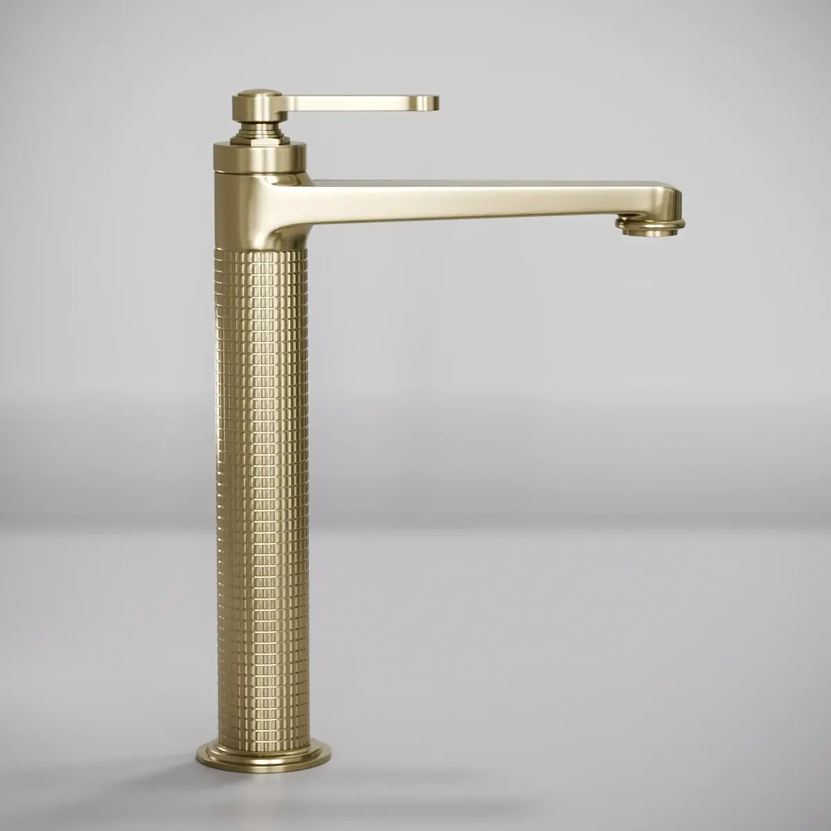 Mitigeur lavabo surélevé cannelé, Doré brossé, César   