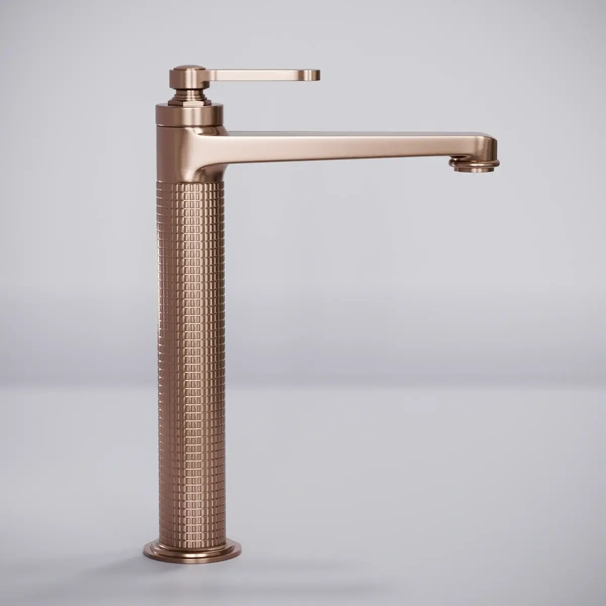 Mitigeur lavabo surélevé cannelé, Doré Rose brossé, César   