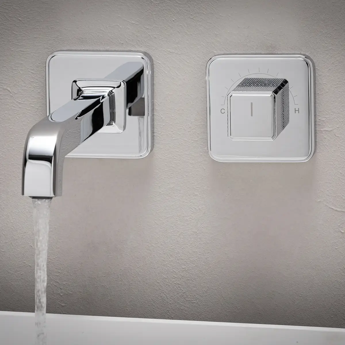 Mitigeur de lavabo encastré, manette cannelée, Chromé, Star 