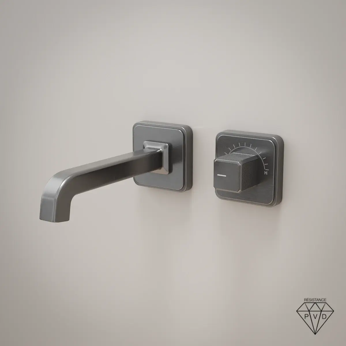 Mitigeur de lavabo encastré Star finition Gun métal avec manette cannelée