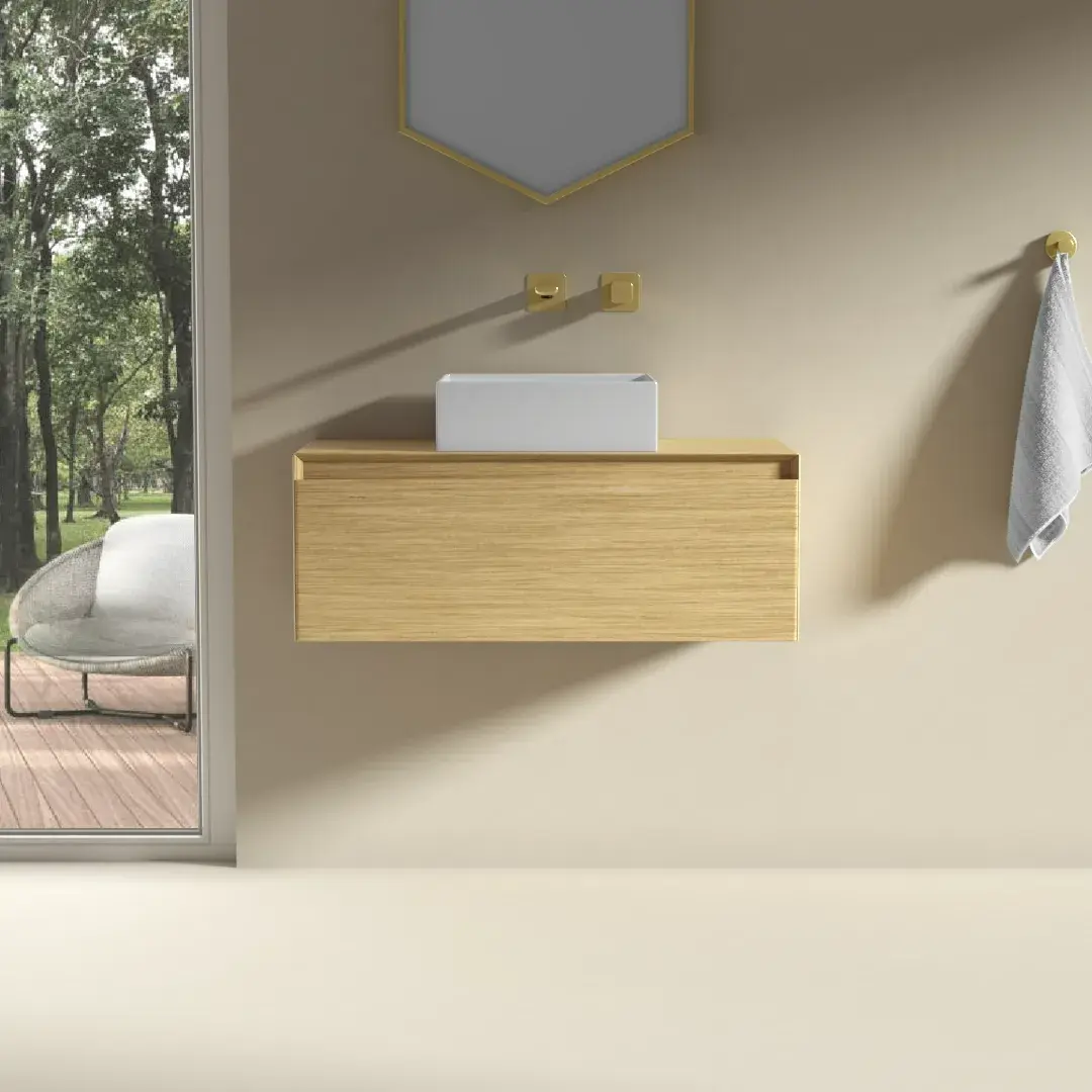 Meuble seul pour vasque ou de rangement indépendant, 80x40x30, placage chêne véritable, Aurélien 