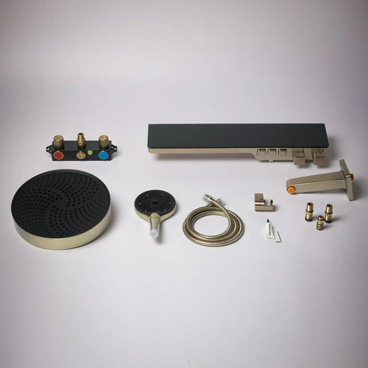 Composition mitigeur de douche thermostatique encastrée, Champagne, Bruma 