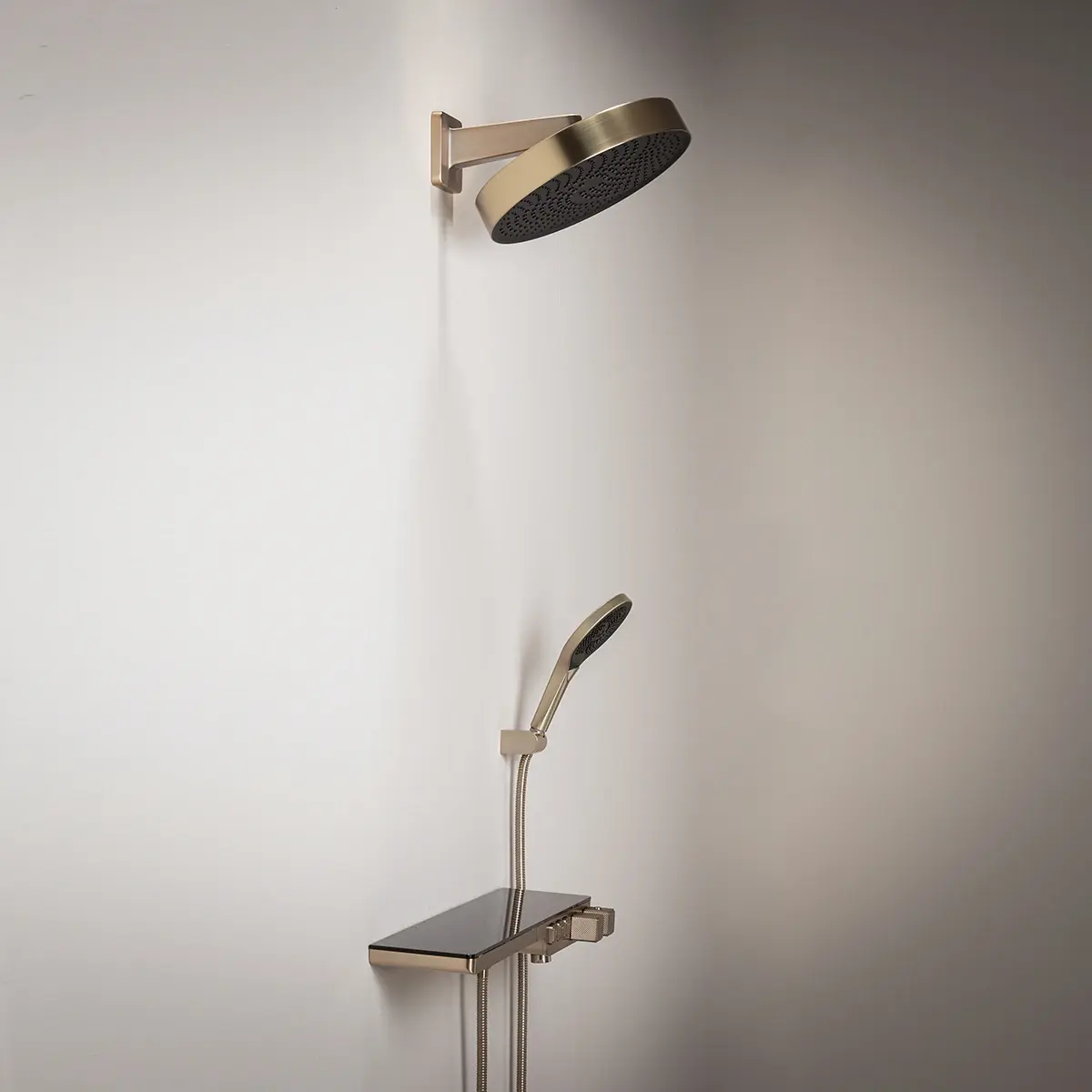 Composition mitigeur de douche thermostatique encastrée, Champagne, Bruma 