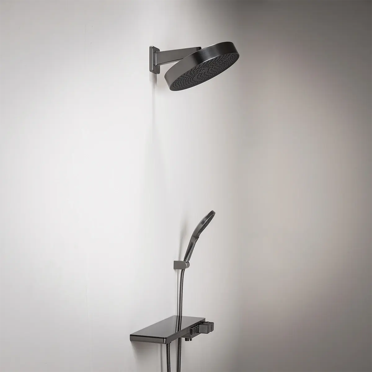 Composition mitigeur de douche thermostatique  encastrée, Gun métal, Bruma 