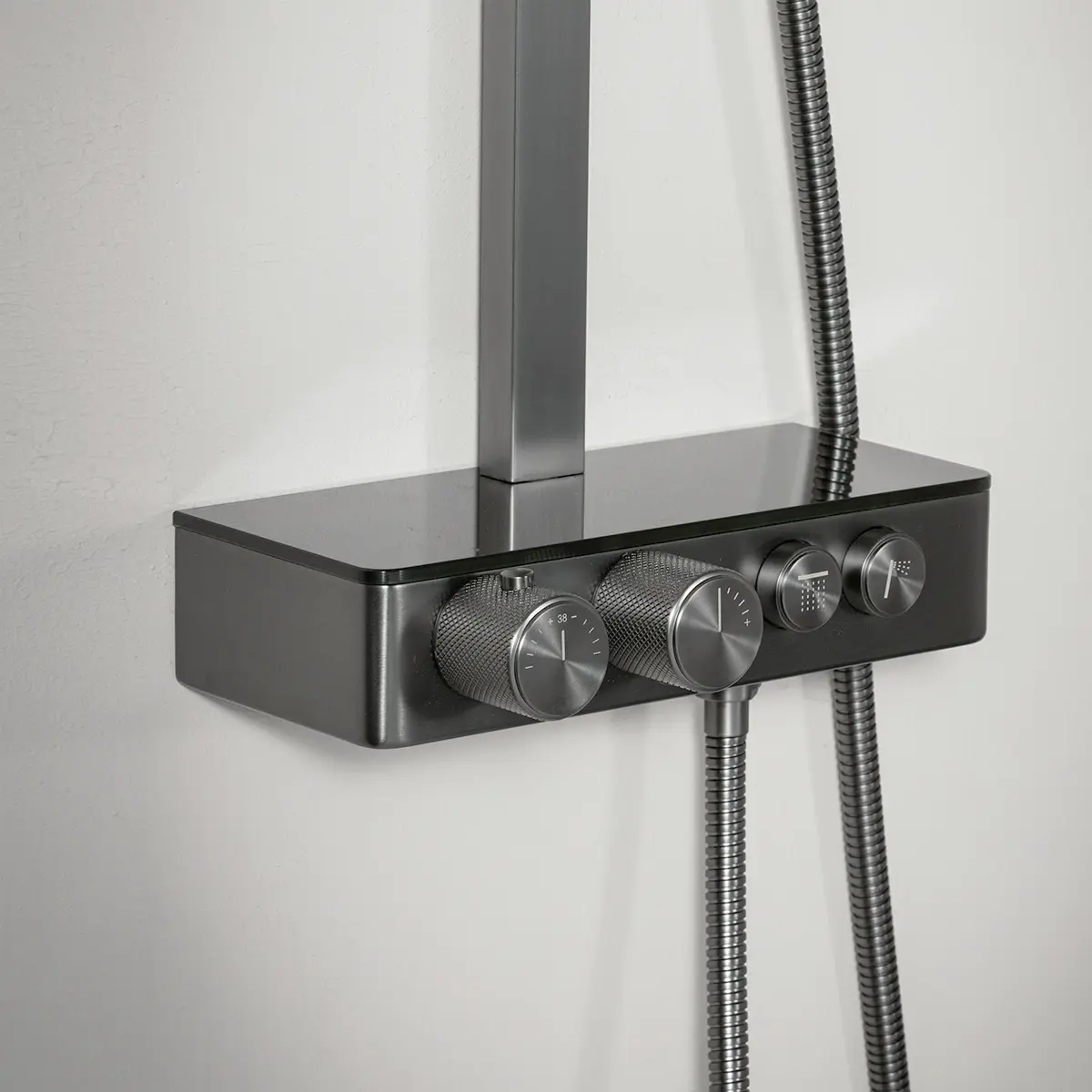 Colonne de douche avec mitigeur thermostatique, Gun métal, Bruma