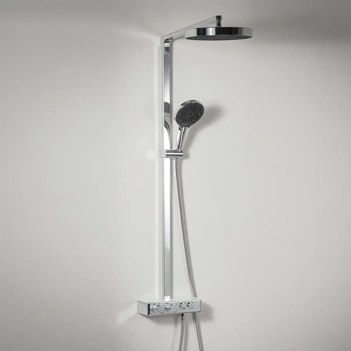 Colonne de douche thermostatique Bruma Chromé avec douche de tête et douchette.