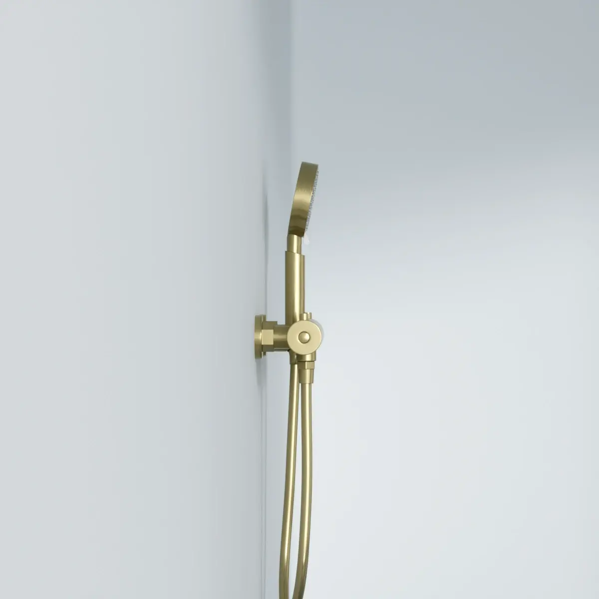 Robinet mitigeur thermostatique de douche doré brossé avec douchette ronde, Châtelet III 