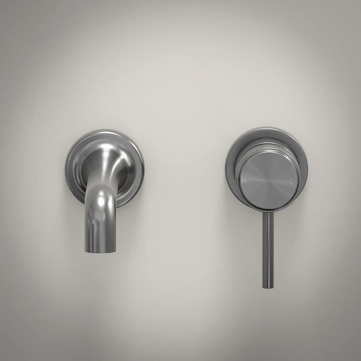 Robinet mitigeur lavabo mural encastré Gun métal, Bruma