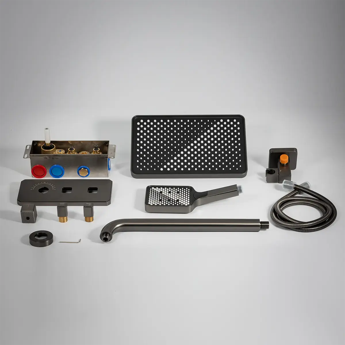 Composition de douche thermostatique encastrée Gun métal, Star   