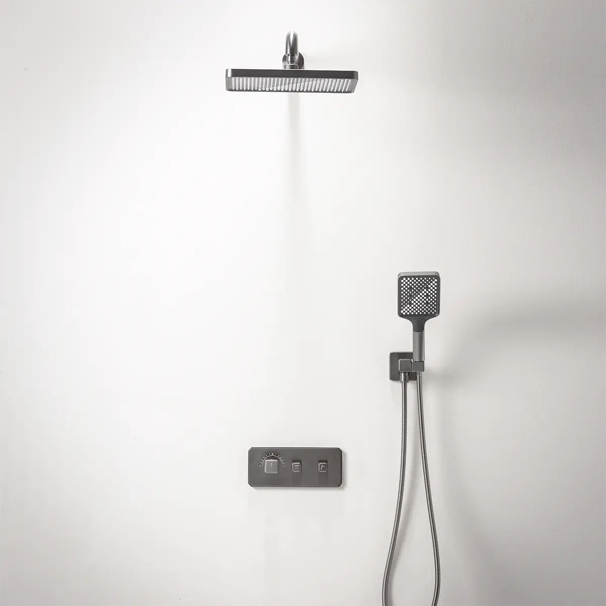 Composition de douche thermostatique encastrée Gun métal, Star   