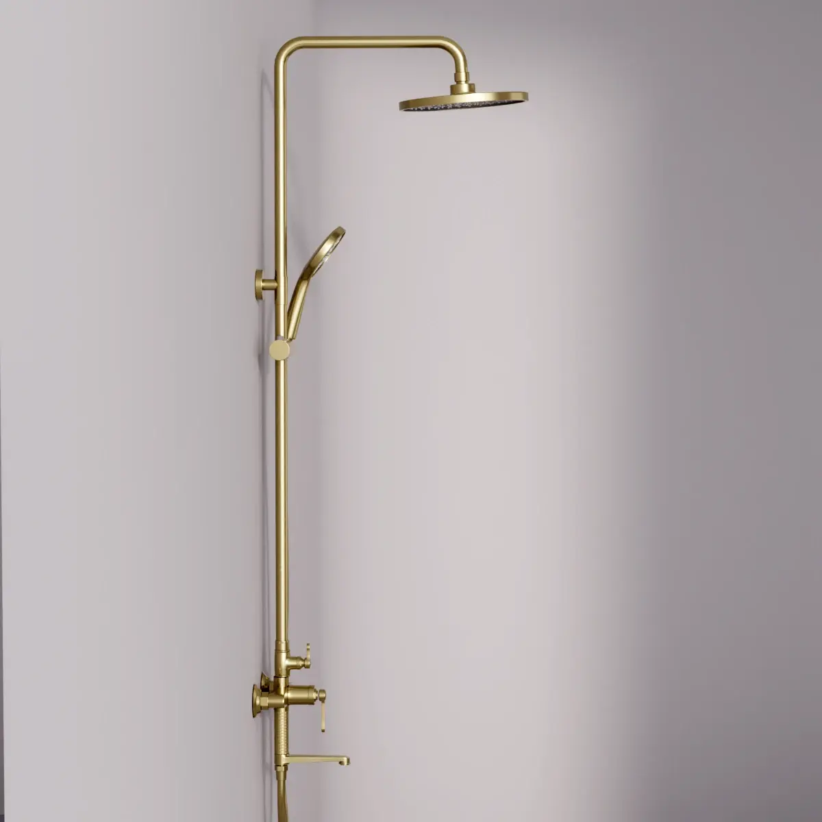 Colonne de douche et bain douche cannelée, Doré Brossé, César  