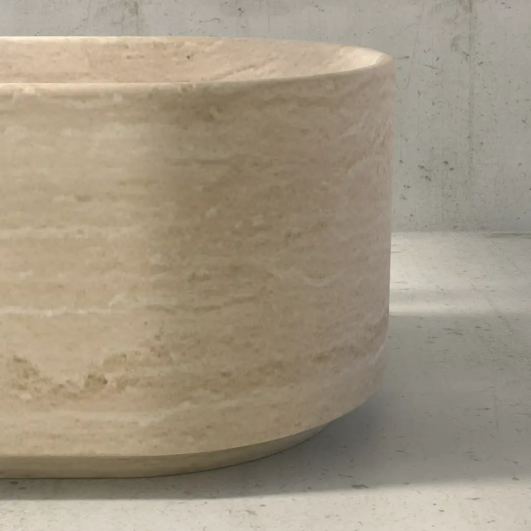 Baignoire îlot, pierre naturelle Travertin beige,170x80, Caïques