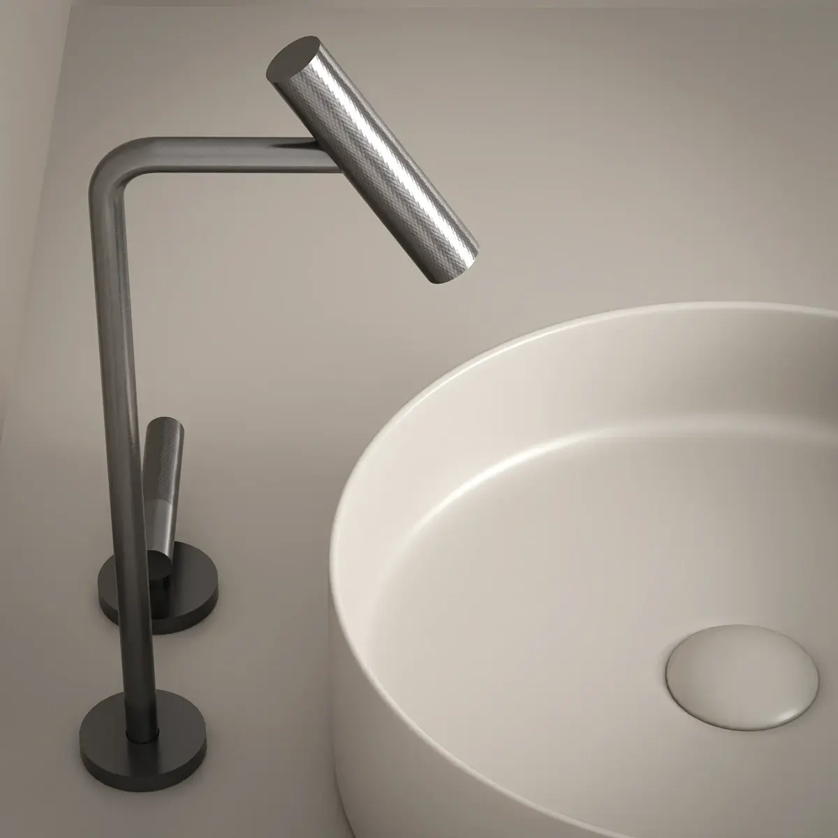 Mitigeur lavabo 2 trous, hauteur surélevée, Gun métal, Honfleur