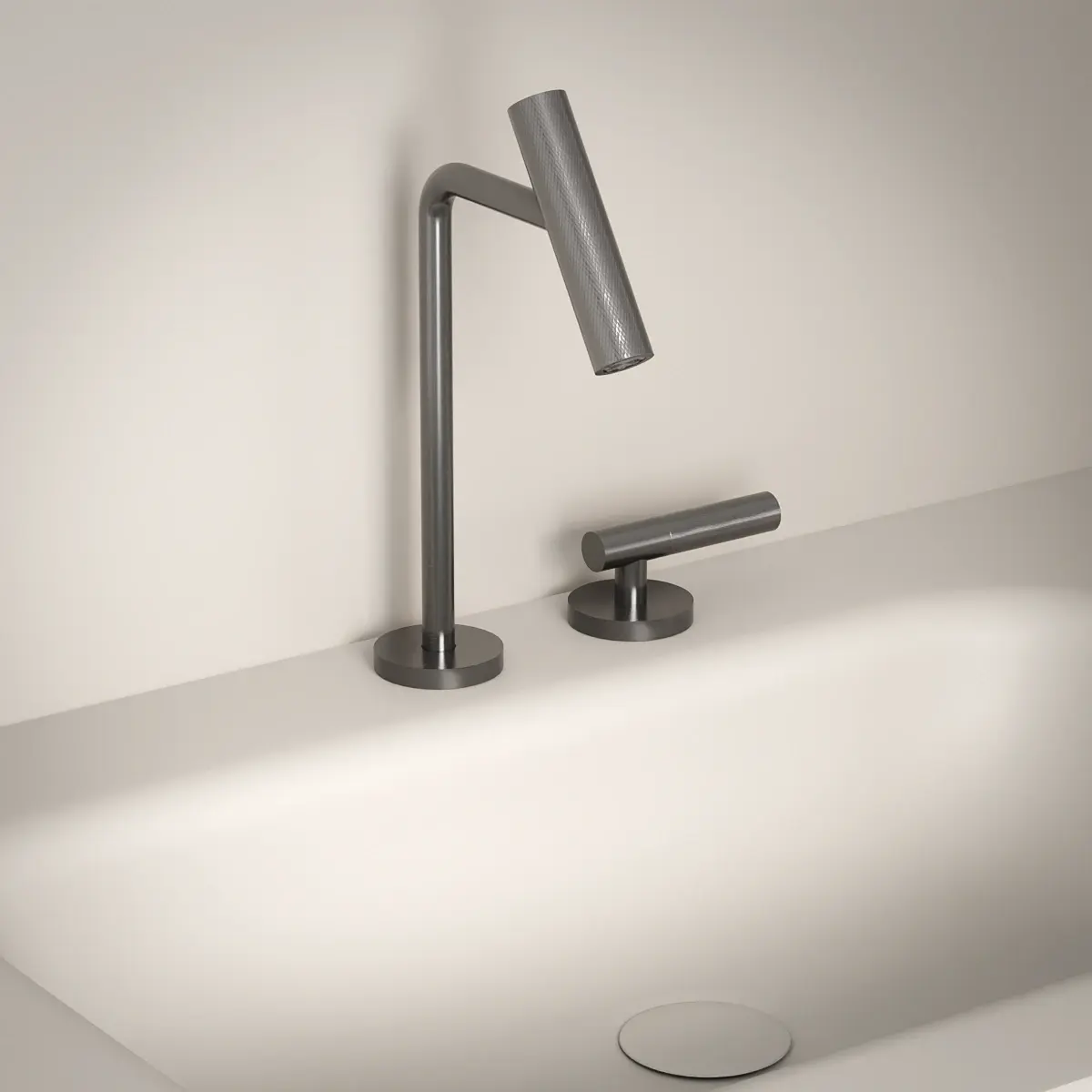 Mitigeur lavabo 2 trous, hauteur standard, Gun Metal, Honfleur