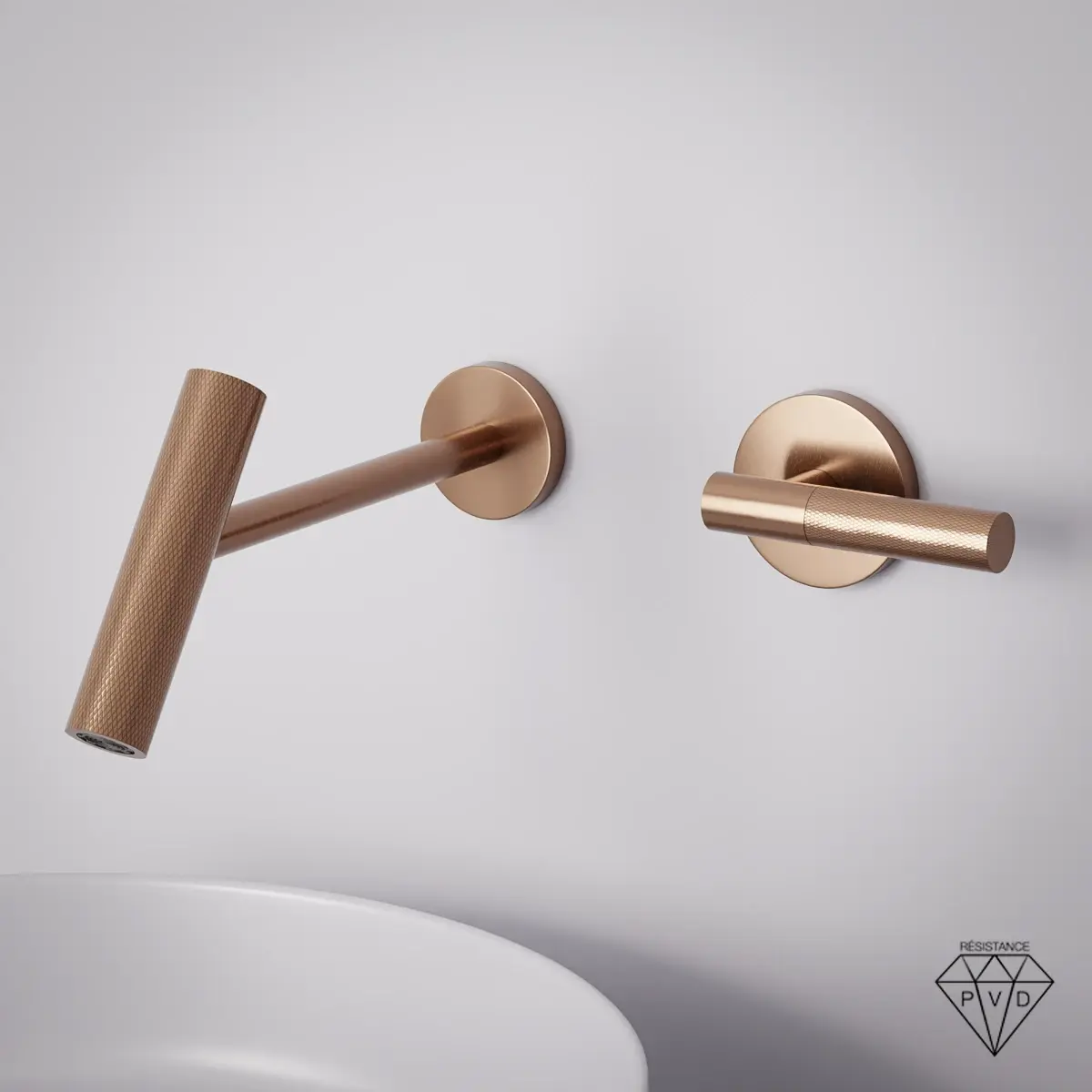Mitigeur lavabo encastré doré rose