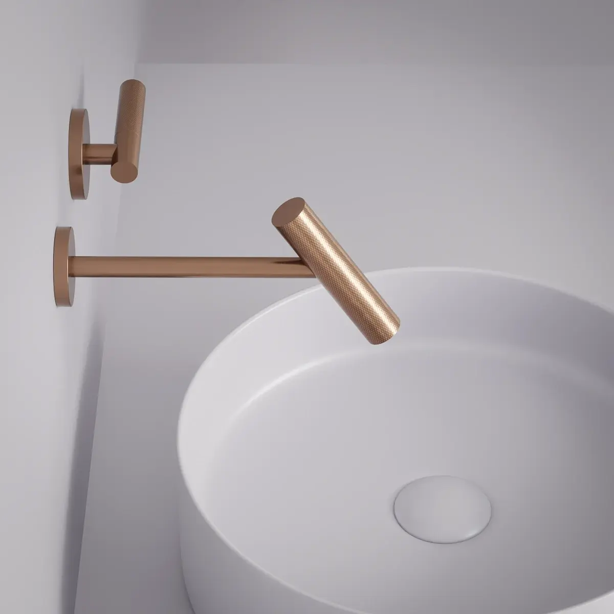 Mitigeur lavabo encastré, Doré rose brossé, Honfleur