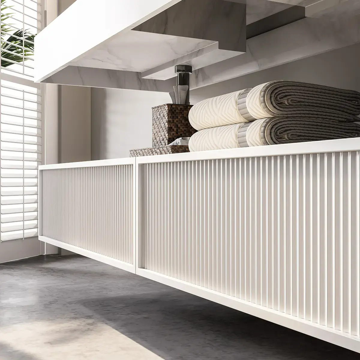 Ensemble double vasque, Pierre de synthèse Carrara mat 180cm – Riviera
