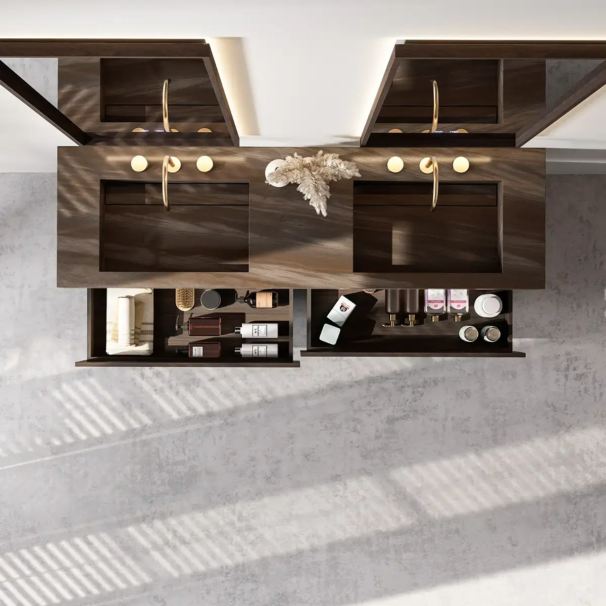Ensemble double vasque pierre brown mat 180cm – Fossil