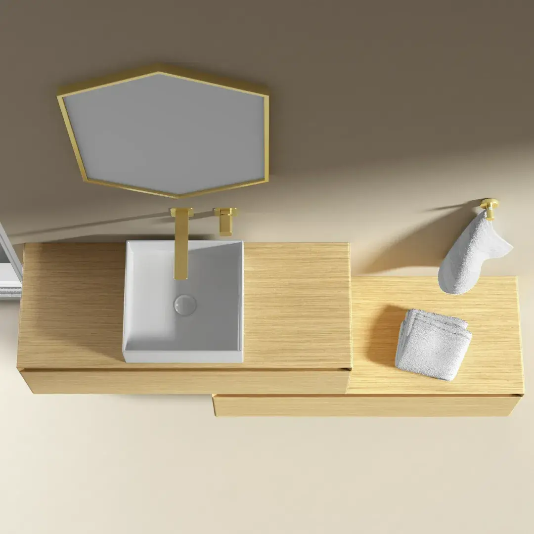 Meuble vasque et/ou Meuble de rangement indépendant, 100x40 cm, chêne clair, Aurélien   