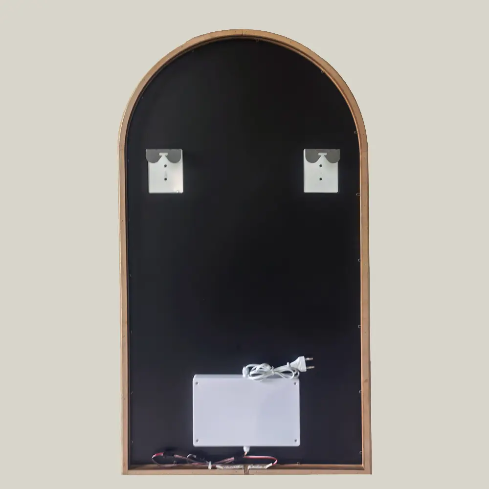 Miroir Demi-lune, rétroéclairage 55x100cm, cadre Chêne, Hikari 
