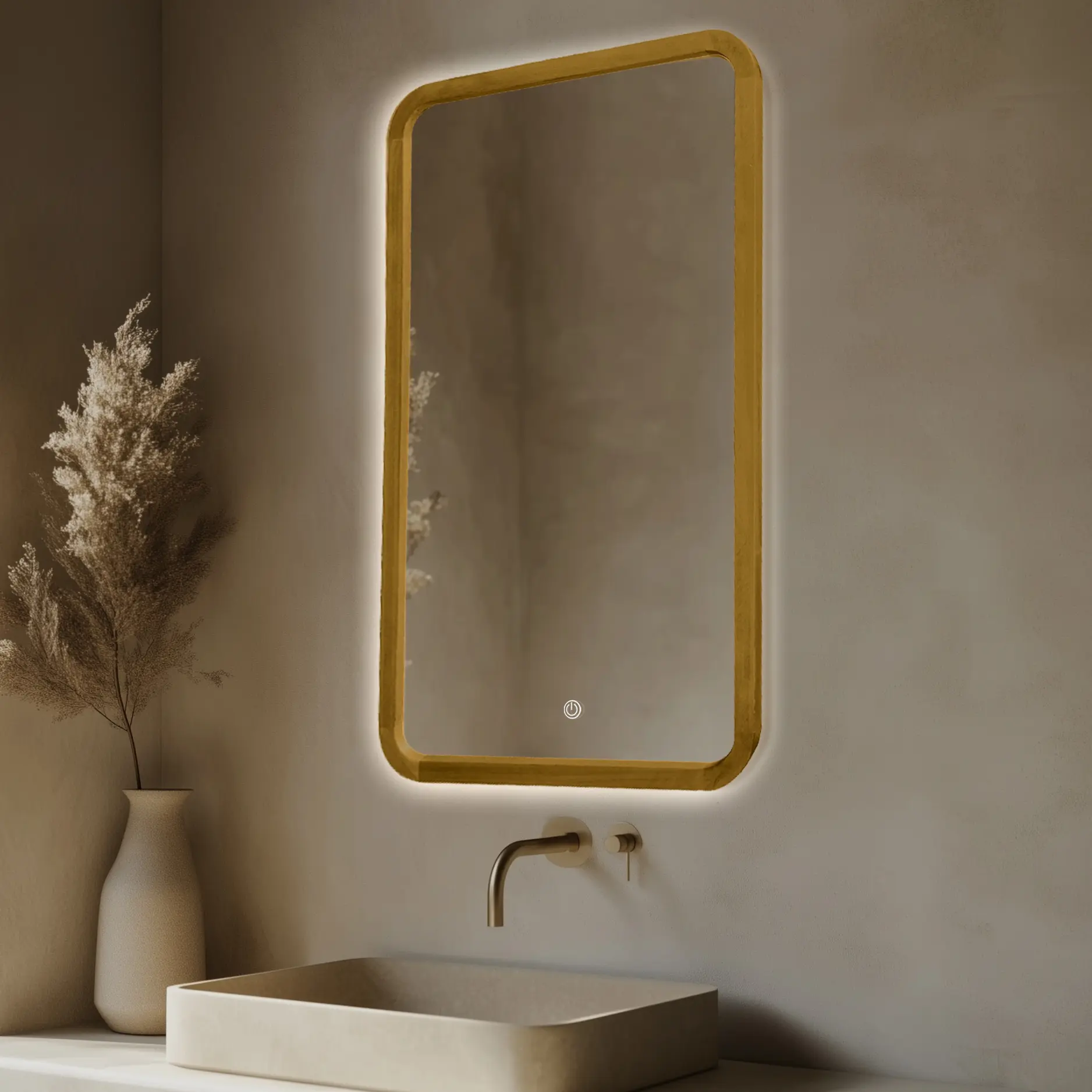 Miroir rétroéclairé et réversible 60x100cm, cadre Chêne, Yuna 