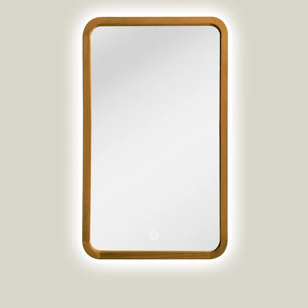 Miroir rétroéclairé et réversible 60x100cm, cadre Chêne, Yuna 
