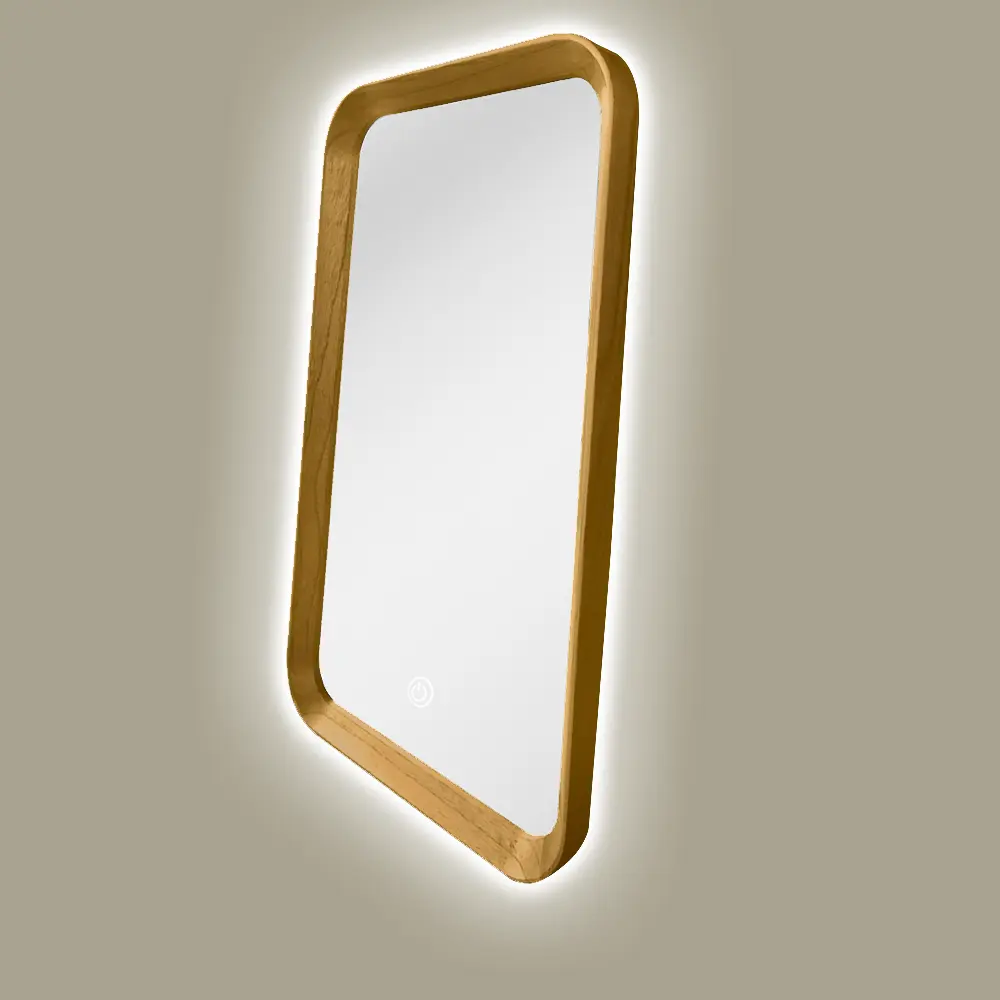 Miroir Rétro Eclairage 50x80cm, cadre Chêne, Asami 