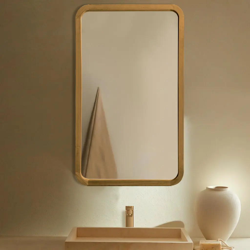 Miroir rectangulaire avec cadre en bois chêne clair