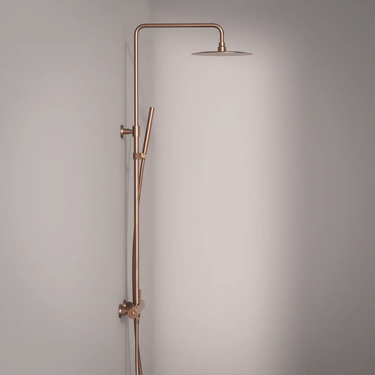 Colonne de douche avec mitigeur mécanique Ø25cm, douchette tube, Doré Rose