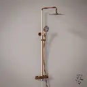 Colonne de douche avec mitigeur mécanique Ø25cm, avec douchette multifonction, Doré Rose, Châtelet.webp