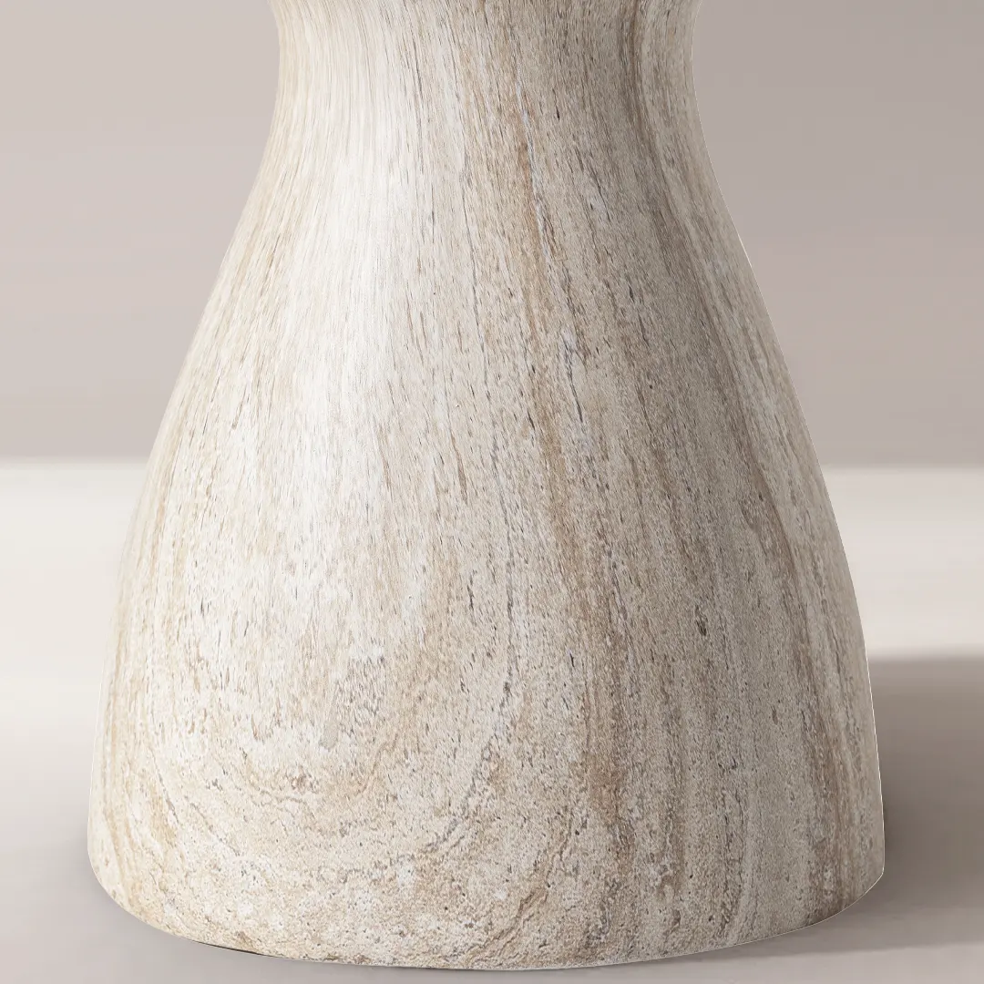 Tabouret - table basse, 40x40x45, résine aspect travertin beige mat, Mesa   