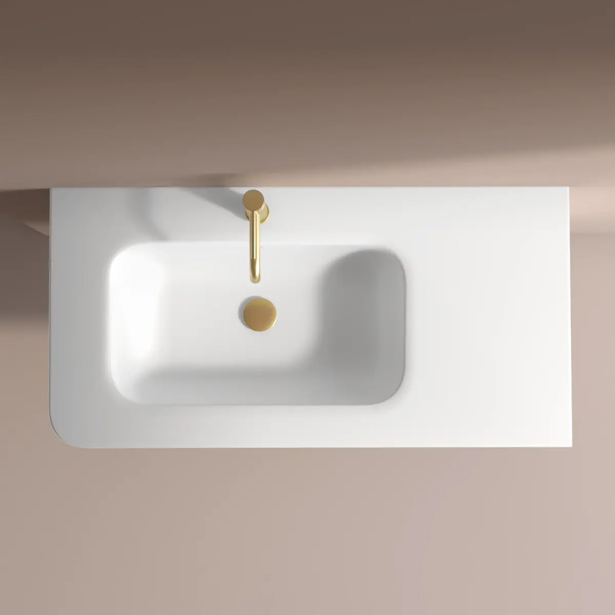 Meuble suspendu blanc mat, 100 cm, avec plan vasque encastré en verre, Sorbonne