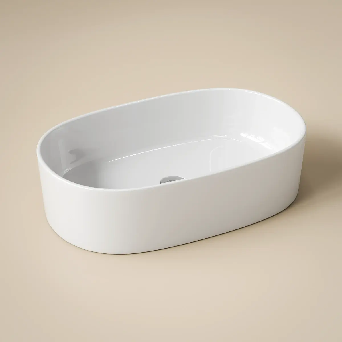 Vasque à poser oblongue 55 cm en céramique blanc brillant – design moderne et facile d’entretien.
