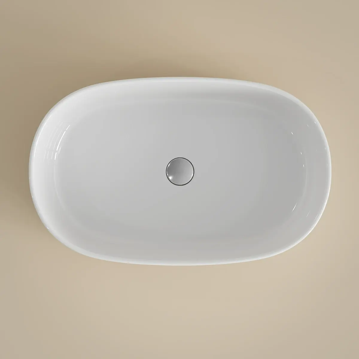 Vasque céramique 55x35x14, blanc brillant, Oblongue