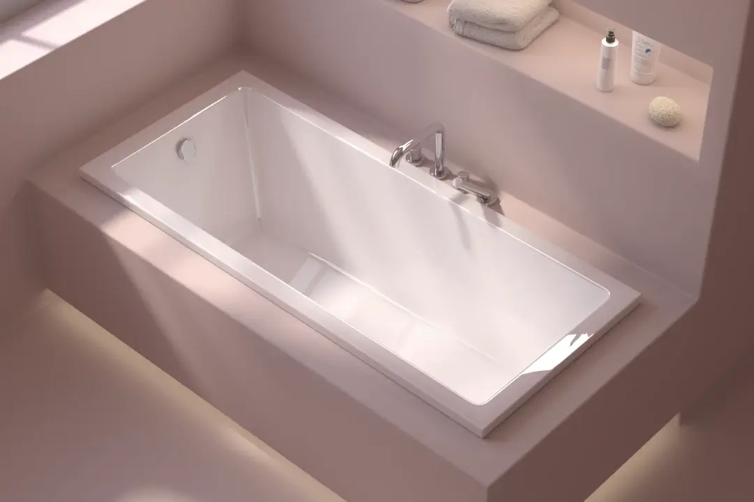 Baignoire rectangulaire, 160x70, pieds et vidage inclus, acrylique blanc Brillant, Lavezzi  