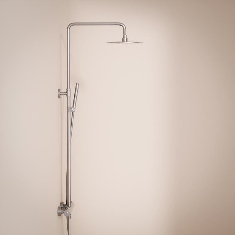 Colonne de douche avec mitigeur thermostatique, Ø25cm, inox brossé, Châtelet 