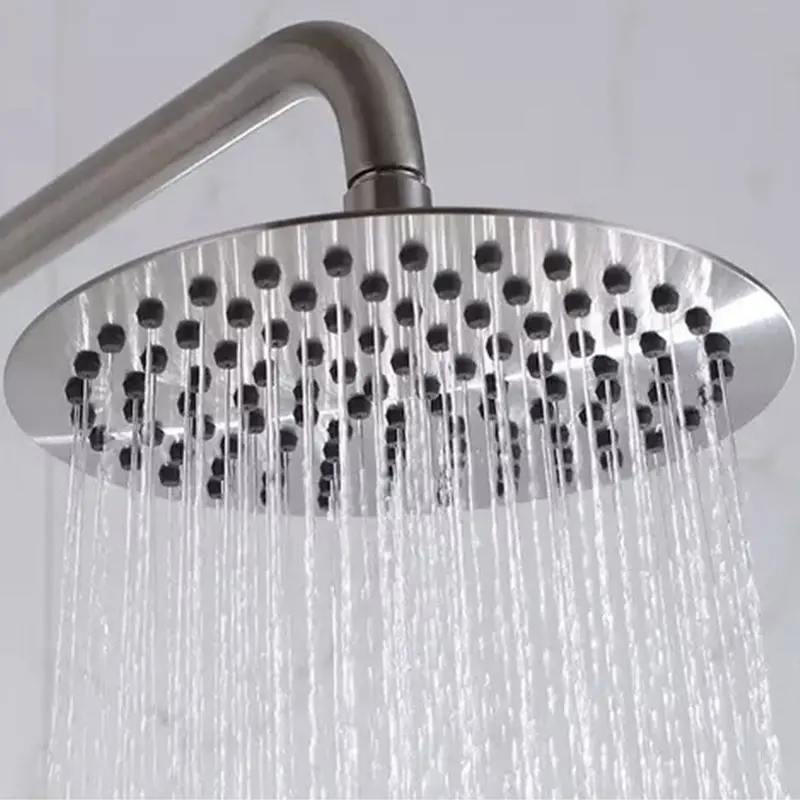 Colonne de douche avec mitigeur thermostatique, Ø25cm, Châtelet, douchette ronde 3 voies, inox brossé