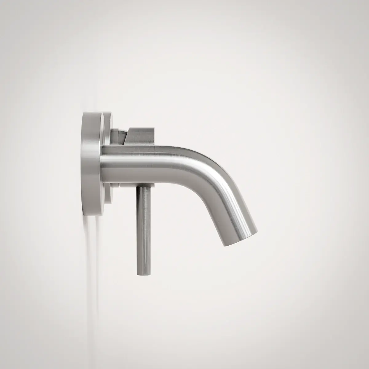 Mitigeur lave main mural inox brossé, bec 10 cm, Châtelet III