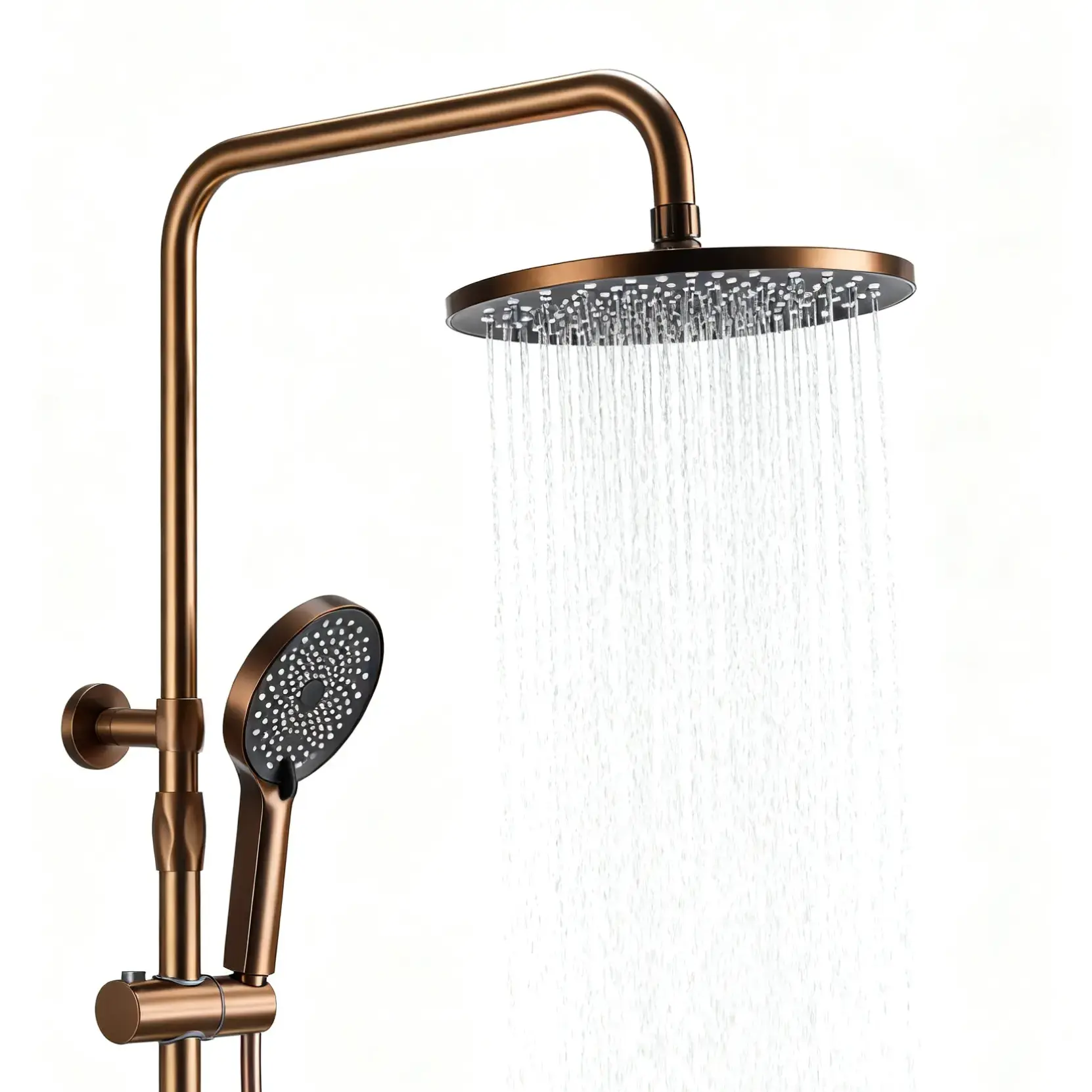 Colonne de douche ou bain douche, avec mitigeur mécanique, 3 voies, plaque verre miroir, Copper brossé, Iéna