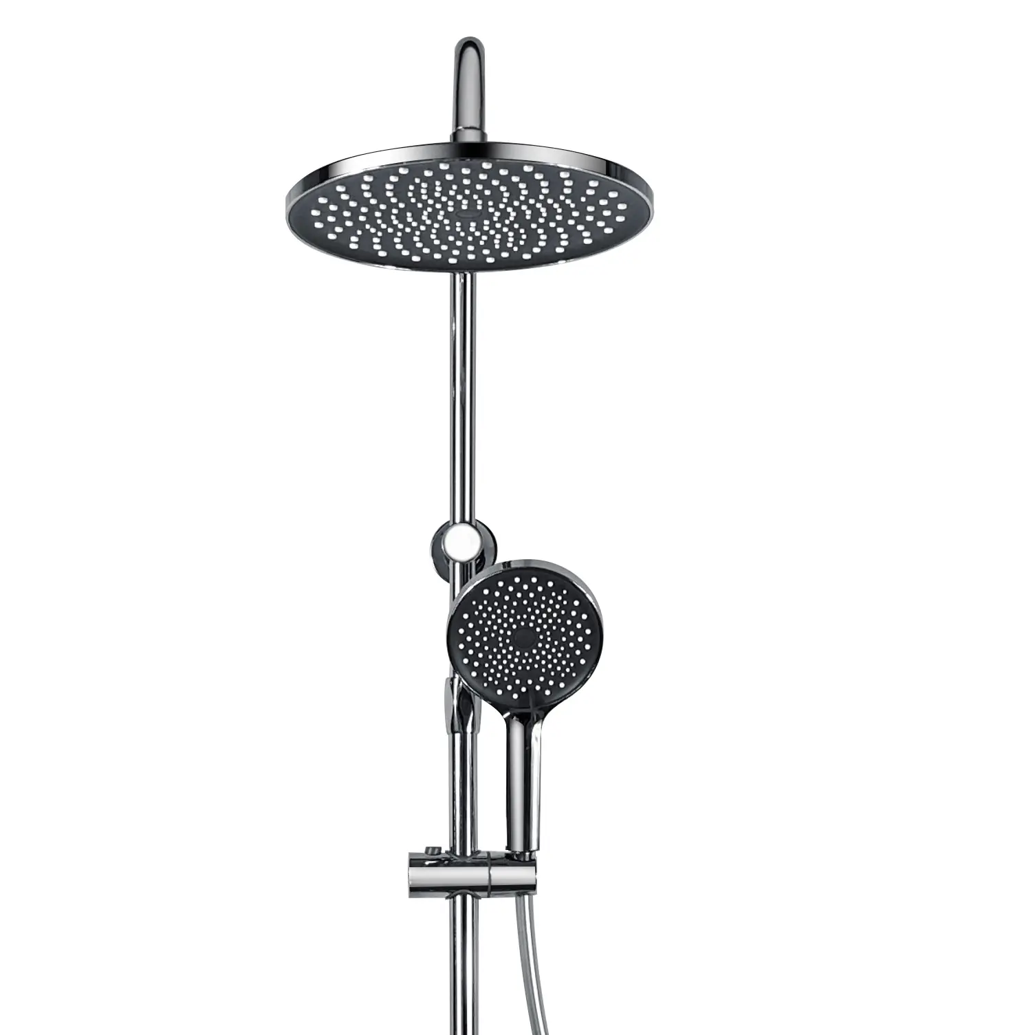 Colonne de douche ou bain douche, avec mitigeur mécanique, 3 voies, plaque verre miroir, chrome, Iéna  
