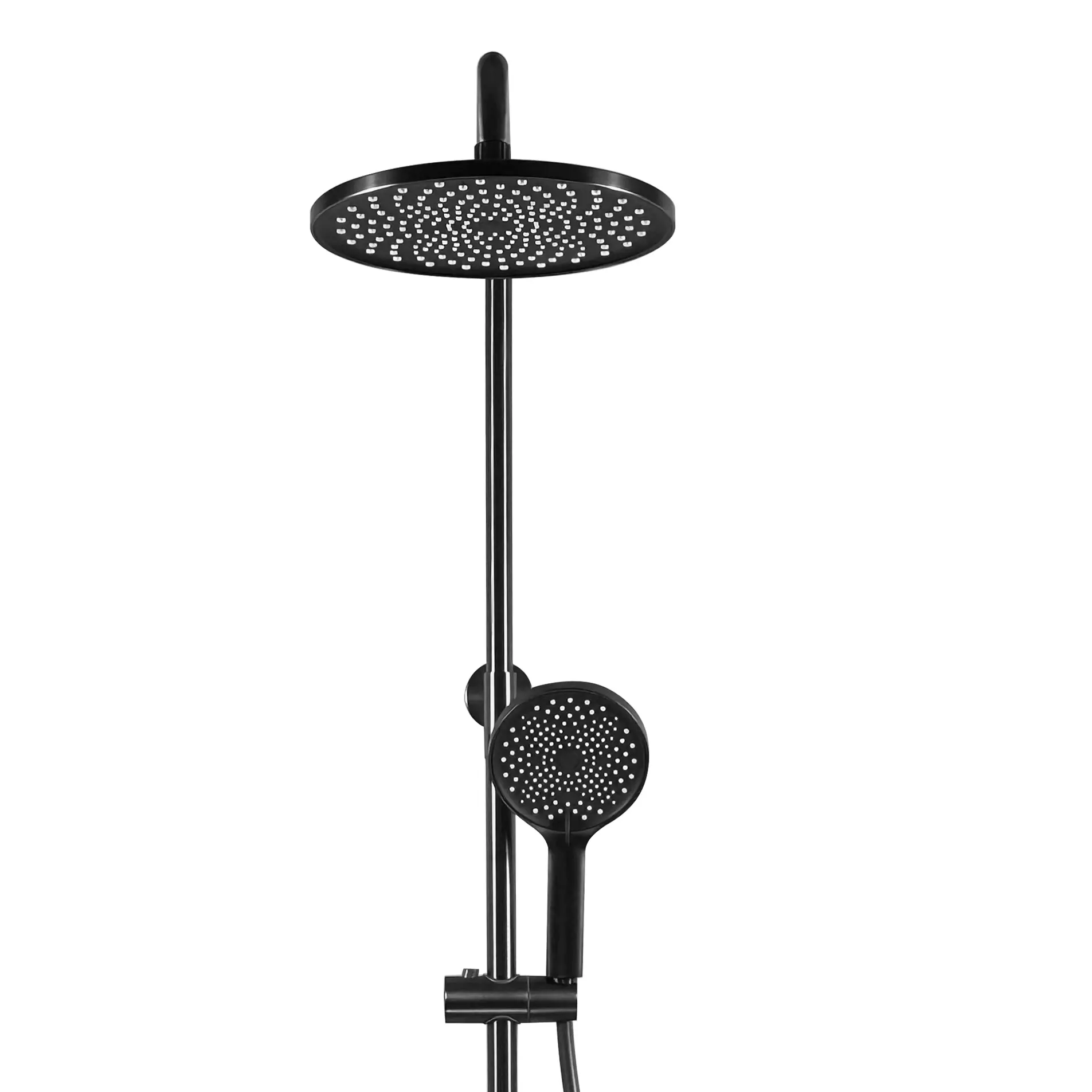 Colonne de douche ou bain douche, avec mitigeur mécanique, 3 voies, plaque verre miroir, gun métal brossé, Iéna 